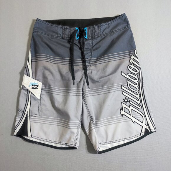 Billabong board shorts men's size 32 grey colour with stripes pattern swim wear - Picture 1 of 10